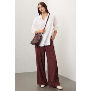SPLENDID Purple Maroon Abstract Satin Lumi Wide Leg Pants Size Extra Small